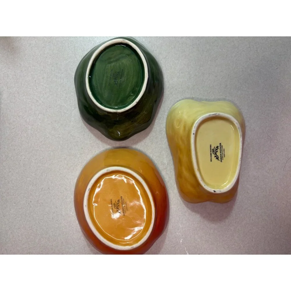 Williams Sonoma Jardin Potager Pottery Vegetable Sauce Dip Bowls Set of 3